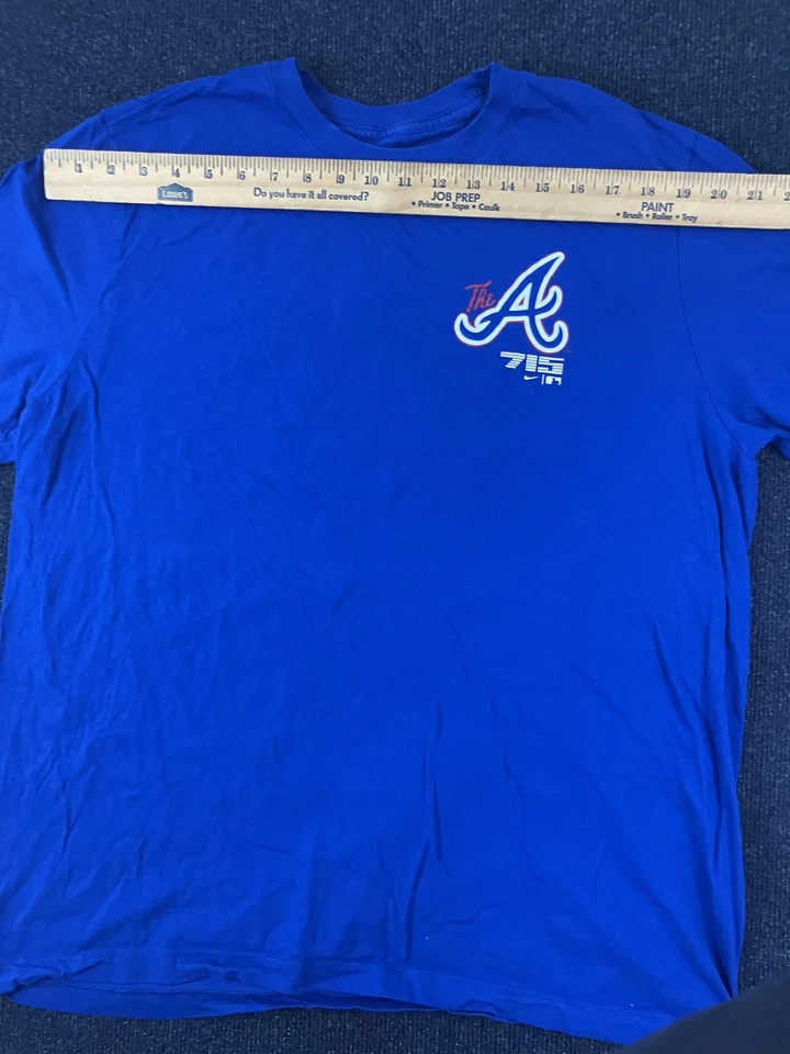 Camiseta Atlanta Braves Para Hombres XL Azul MLB Béisbol Nike Hank Aaron 715 Camiseta Foto 3 de 4
