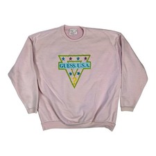 Vintage Guess Jeans Marciano USA Made Crewneck Sweatshirt OSFM Pink 90s