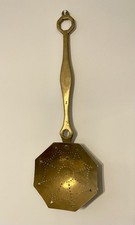 Vintage Brass -Large Long Handle Strainer Ladle Spoon Farmhouse Kitchenalia 59cm