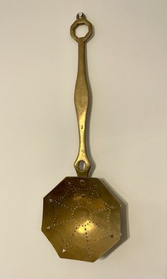 Vintage Messing - großer langer Griff Sieb Schöpfkelle Löffel Landhaus Kitchenalia 59 cm