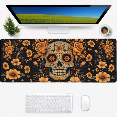 Sugar Skull Gaming Mouse Pad, Desk Mat, Non-Slip Rubber Base Cool Aesthetic Mous