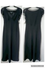 Jones New York Little Black Dress Midi Silk Beaded Trim NWT Sz 6 Classic