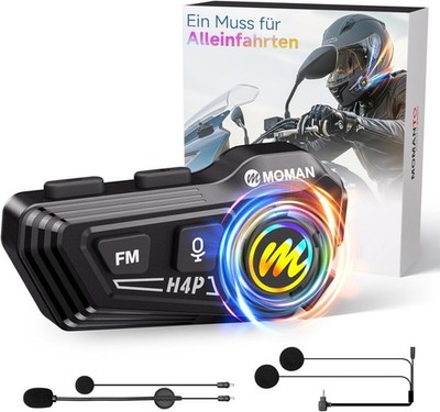 Moman H4P | Motorrad Helm Headset | Hi-Fi | RGB | FM | Einzelfahrer | HD Voice