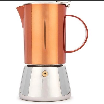 La Cafetière Espresso Kochfeld Kaffeemaschine Kupfer 4 Tassen Edelstahl