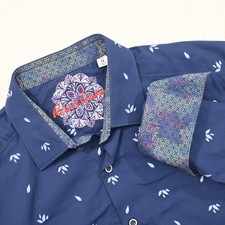 Robert Graham Designer Dress Shirt Flip Cuff Classic Fit Long Sleeve Mens Medium