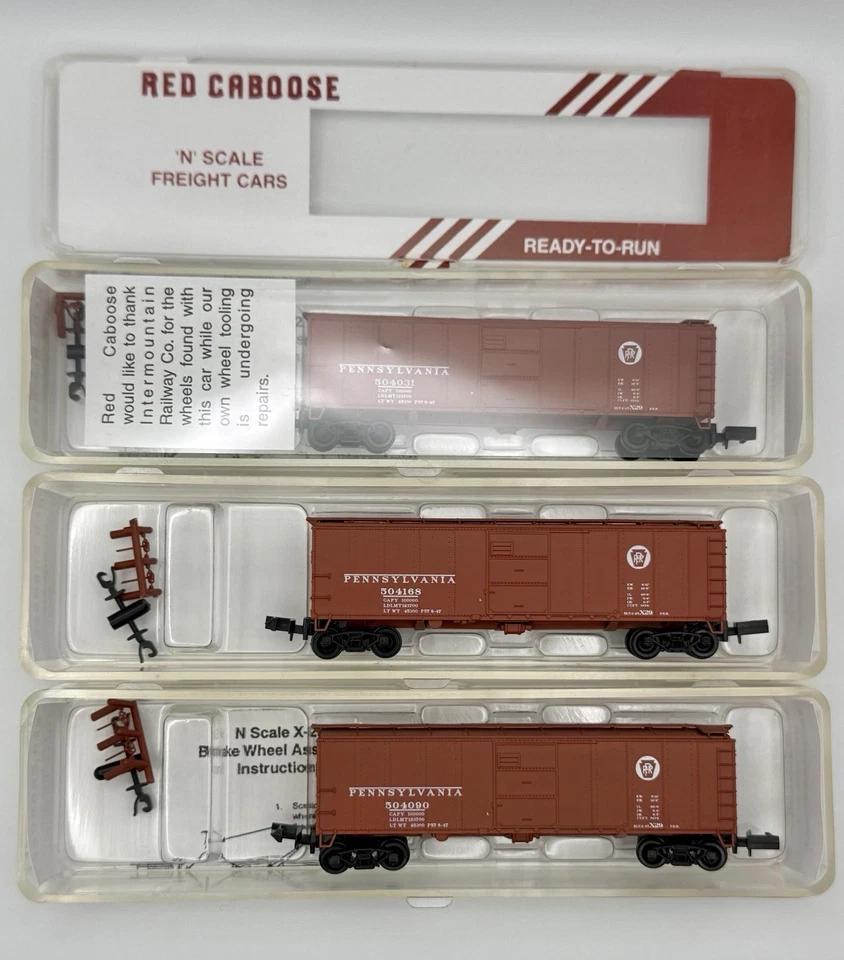RARE NIOB N Red Caboose 17011 Circle Keystone X-29 40’ Boxcars PRR Set Of 3 Rd # - Image 2 of 4