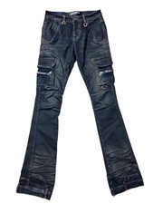 Valabasas Denim Men's 28x36 Stacked Stretch Jeans Flare Cargo Streetwear Grunge
