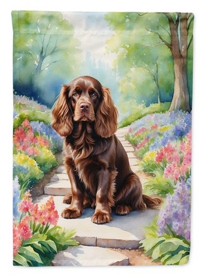 Caroline's Treasures Sussex Spaniel Spring Path Garden Flag DAC6723GF