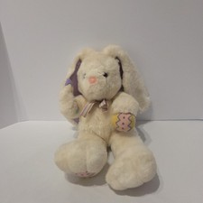 Vintage Plush Creations Inc. Wind Up Musical Easter Bunny White Pastel 1994