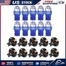 194 168 T10 Blue Led Bulbs 10 Pack With Sockets For Map Dome Lamp Parking Lights