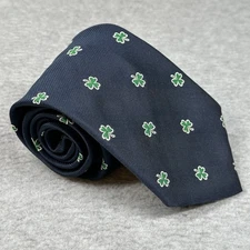 Vintage Marty Sullivan Navy Shamrock Clover Novelty Tie Made in USA