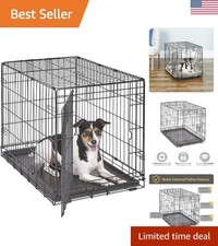 Single Door Folding Metal 30-Inch Dog Crate, Enhanced Security, Includes Leak...