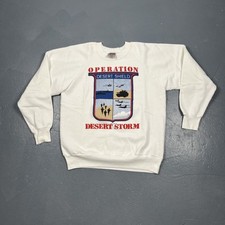 Vintage Operation Desert Storm Crewneck Sweatshirt White L VTG 90s Double Sided