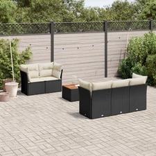 Garden Sofa Set Black and Cream White