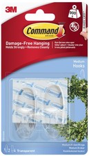 17091CLR Medium Hook Pack of 2 Hooks and 4 Adhesive Strips Transparent Damage 3.09 per strip