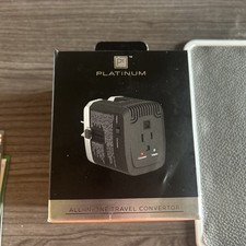 Platinum - All-in-One Travel Adapter with 2 USB Ports 100-240V Black