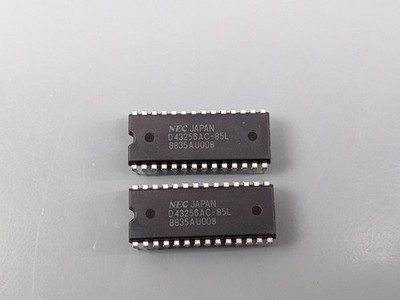 (2) NEC D43256AC-85L, 256K (32K x 8) SRAM RAM ICs, 85ns, Tested Good, NOS