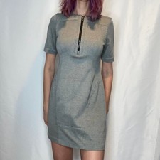 OF/MERCER Women's Shift Mini Dress Size 10 Black Grey Textured Work Career