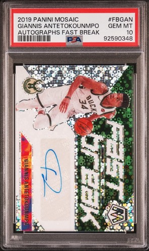 2019 Panini Mosaic Giannis Antetokounmpo Fast Break Auto #FBGAN PSA 10 GEM MINT