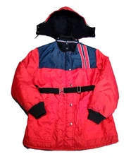 Vtg Snow Shield Samco Parka Jacket Fur Hood Snap & Zip Quilt Lined EUC 1960's