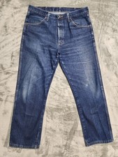 Rustler Men's Straight Regular Fit Blue Denim Jeans Button Zip Pockets 36x30