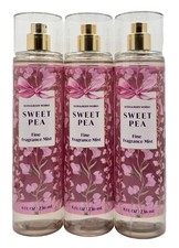 3x Bath  Body Works Sweet Pea Fine Fragrance Mist Spray 8oz each HTF
