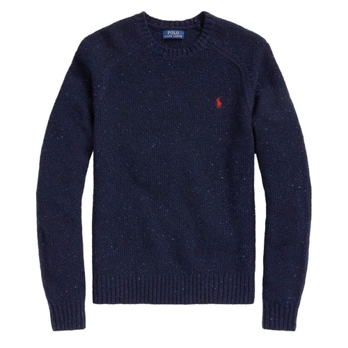 Polo Ralph Lauren Saddle Pullover New Navy Donegal - Picture 2 of 6