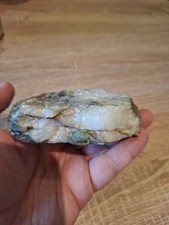 Natural quartz and copper mineral specimen with green mineralisation