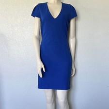 V Neck Sheath Dress Blue Short Sleeve Work Office Petite Small Express