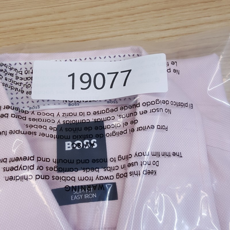 HUGO BOSS Shirt Mens Size 15 38 Pink Button Up Slim Fit HANK KENT $168