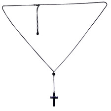 ALDO bellissima collana lunga croce nera rock punk gotico