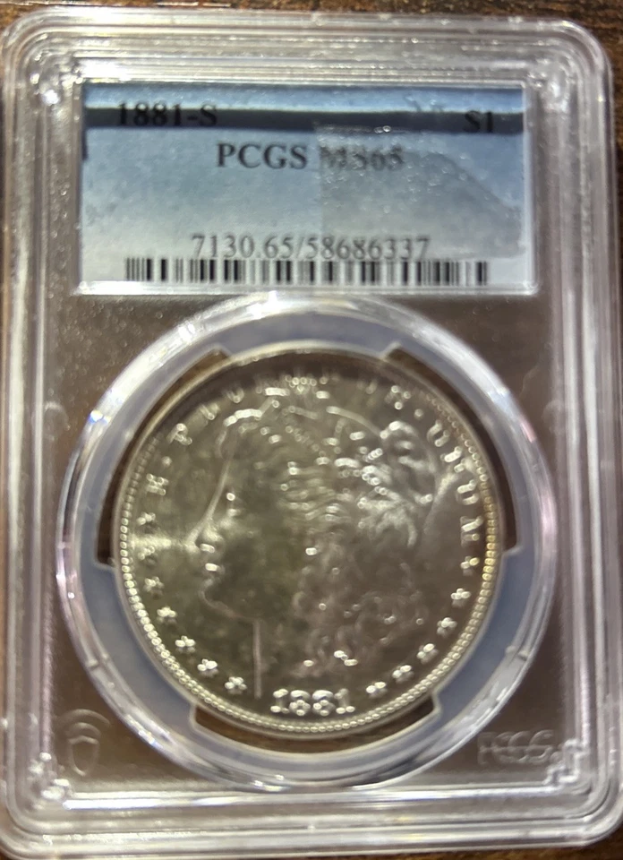 1881S Morgan Silver Dollar $1 PCGS MS 65 gold tone reverse  - Image 4 of 4
