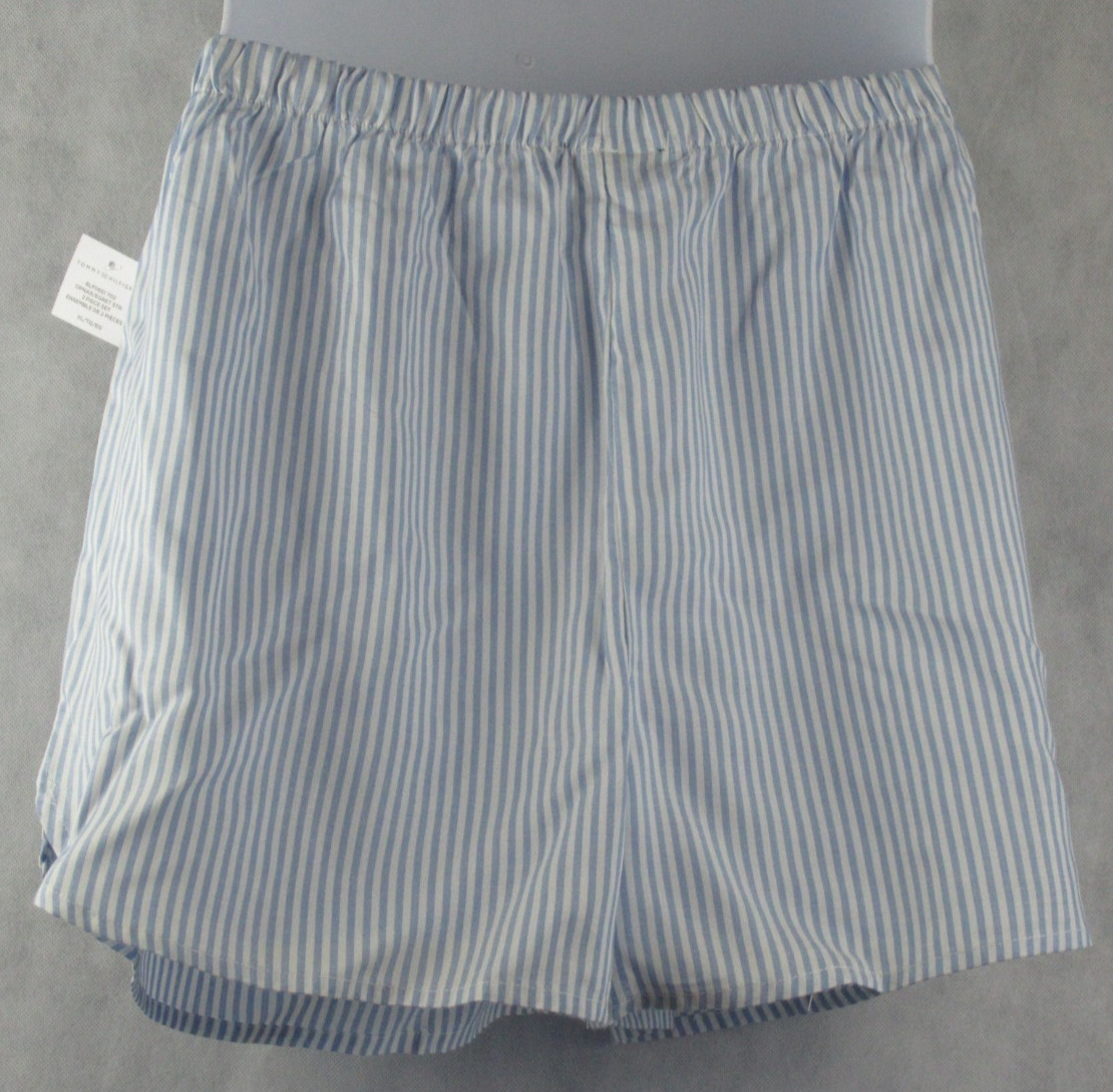 Tommy Hilfiger Women's 2-Piece Cami & Boxer Shorts Pajamas Set, Blue Stripe, XL