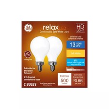 GE Relax 60w Rep LED HD Bulbs A15 Med Base Ceiling Fan Frosted Soft White 2-Pack