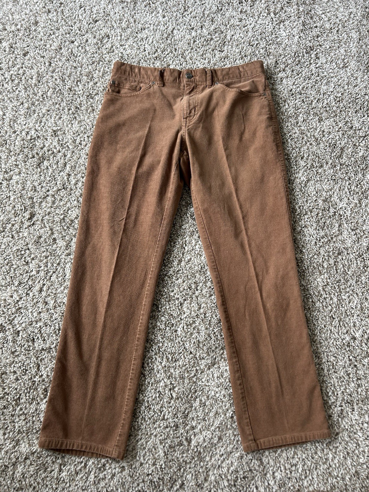 Peter Millar Soft Corduroy 5-Pocket Pants for Men 34x30 Brown Button Fly