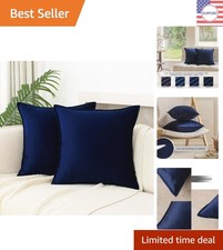 Chic Navy Blue Velvet Pillow Covers 18  x18  - Cozy  Stylish Pack of 2 