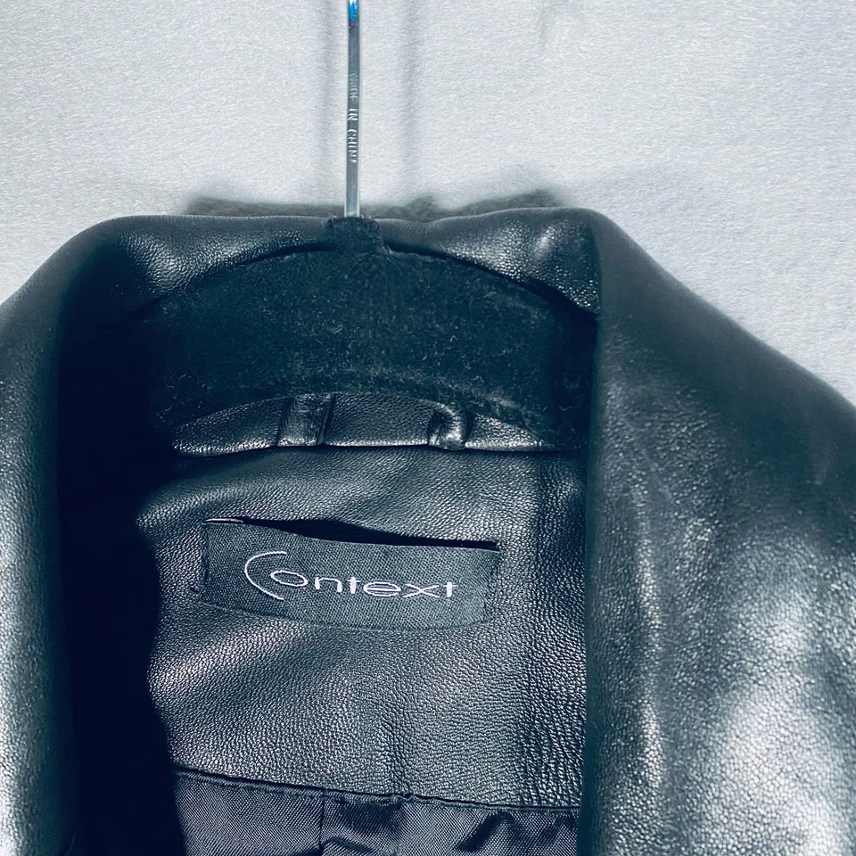 Chaqueta de cuero Context para mujer 4 negra blazer de un solo botón motociclista Foto 4 de 4