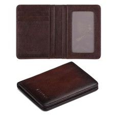 Bifold Slim Men Wallet Genuine Leather Thin, Small Vertical RFID Blocking Wal...