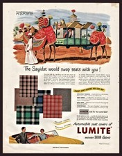 1950 LUMITE Saran Plastic Fabric Dow Chemical Vintage Car Seat Covers PRINT AD