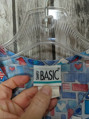 Women's Simply Basic Red White Blue Patriotic Medical Scrub Shirt Size Medium - Picture 7 of 11
