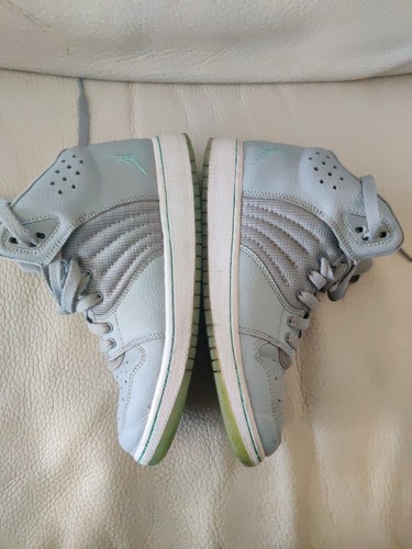 Size 5y Nike Air Jordan 1 Flight 4 Premium BG Shoes 828237-041 Gray Green RARE - Picture 4 of 12