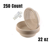250 Ct. - Round Disposable Bowls with Lids and Cutlery 32 oz.