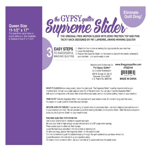 The Gypsy Quilter Supreme Slider Queen Size Free Motion Slider eBay