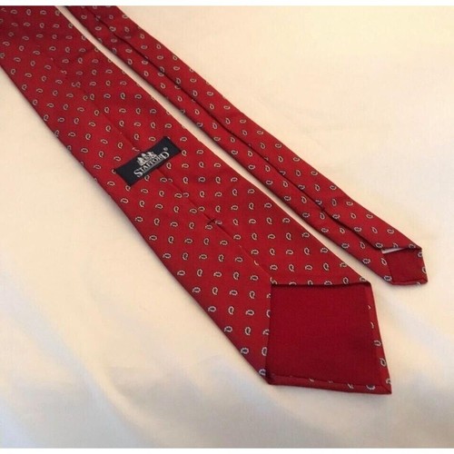 #1230 VTG STAFFORD RED WITH SMALL LEAVES WOVEN PRINT NECKTIE 58x3.25 - Picture 5 of 7