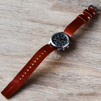 Leder Armband, Single-Pass-Uhrenarmbänder fit Rolex Militärstil 18/20/22/24/26mm