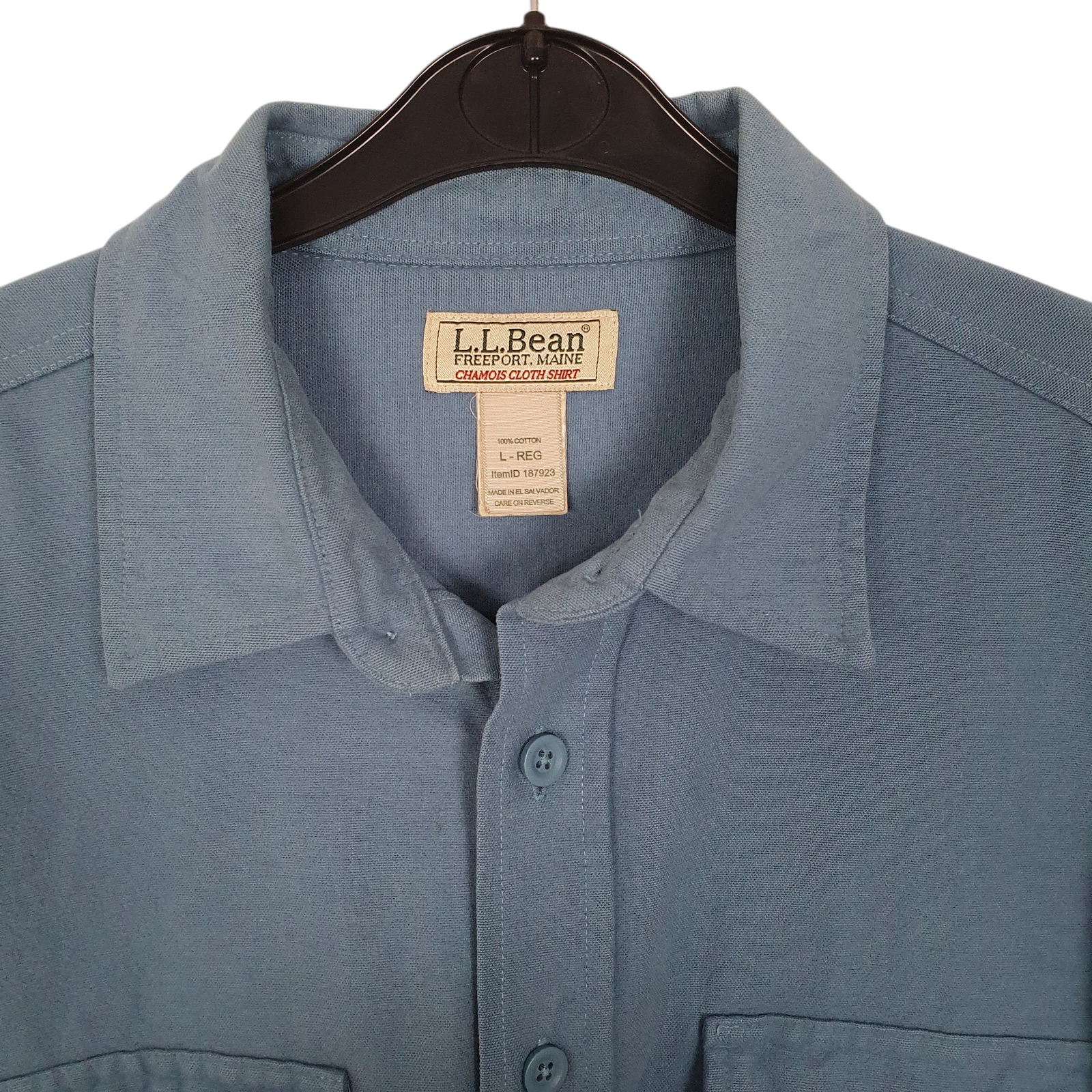 L.L.BEAN Blue Shirt Chamois Overshirt Long Sleeve Casual Cotton Mens L image 2