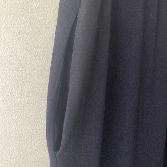 ANRABESS Peasant Tiered Dress Navy Large Modest