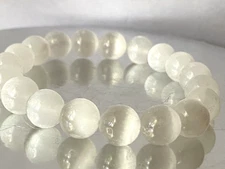 7.5" "Divine Light/Cat's Eye/AAAA"~ Satin WHITE SELENITE Crystal Bracelet H1401