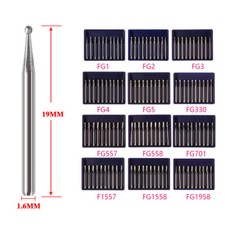 10 Pcs Dental FG Tungsten Steel Carbide Burs Drill High-Speed Handpiece All