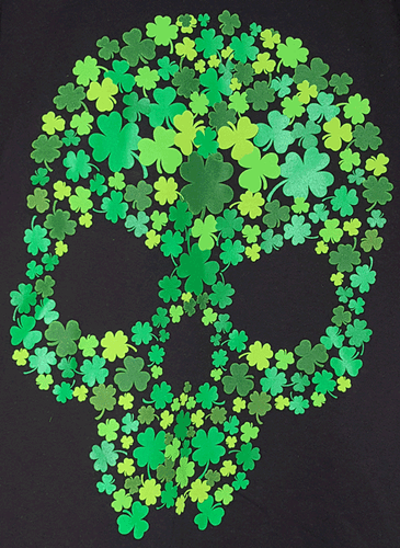 Shamrock Irish T-shirt XL w/ Ireland green clover skull - FREE matching hat - Picture 4 of 5